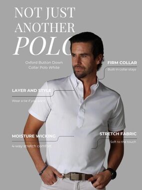 NWOT Collars & Co. White Oxford Button Down Collar Polo in Size Small